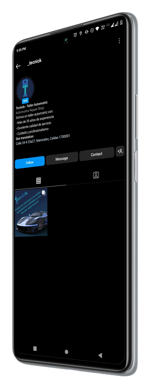 Phone displaying instagram account